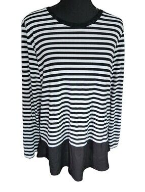 Orly Flowy Layered Look Button Back Long Sleeve Top Sz L